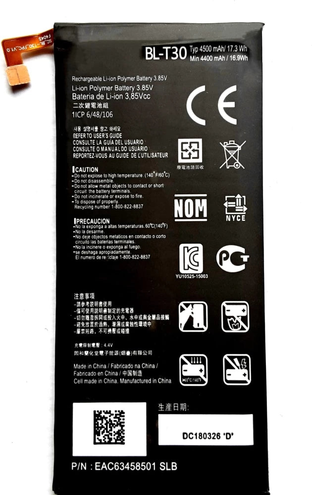 Batterie de remplacement pour LG X Power 2 (L64VL L63BL M320F M320N M322), BL-T30 Batterie de remplacement pour LG X Power 2 (L64VL L63BL M320F M320N M322), BL-T30